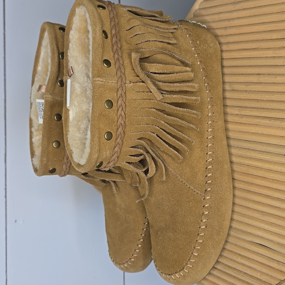 Lucky Brand Women's Ahbey Suede Faux Fur Lined Moccasin Ankle Boots Size 10 - Picture 3 of 9